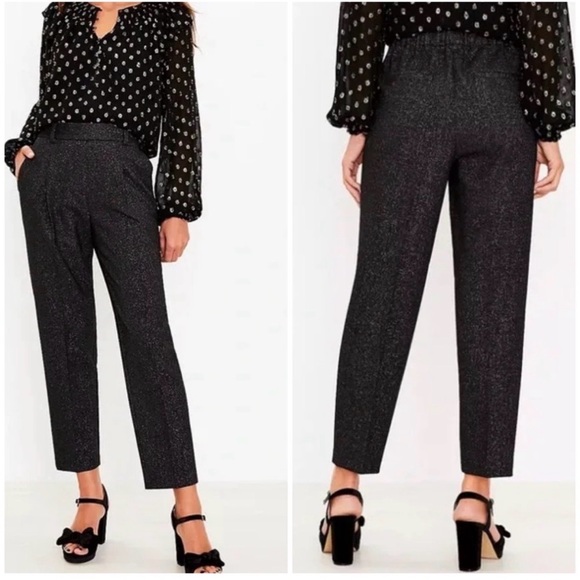 LOFT Pants - Loft Pull On Tapered Ankle Pants in Black Shimmer